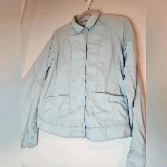 Columbia Titanium Women's L Nylon Button Snap Jacket Windbreaker Omni Dry Blue - Picture 6 of 11